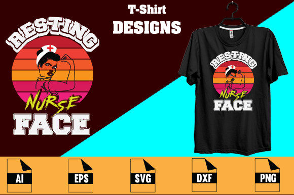 Graphics & Print Templates: Resting Nurse Face T-shirt Design