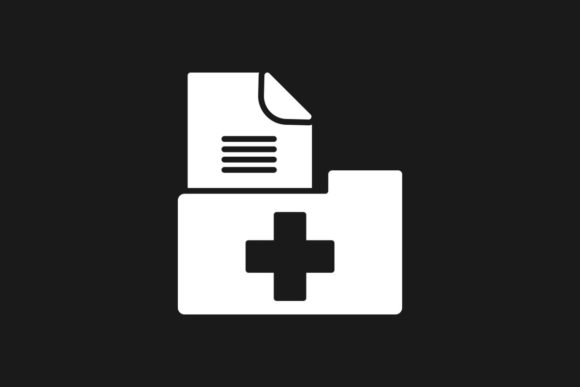 Medical Files Glyph Inverted Icon Design for Graphics and Icons