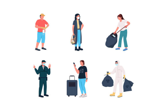 New Reality Flat Color Character Set: Graphics & Illustrations