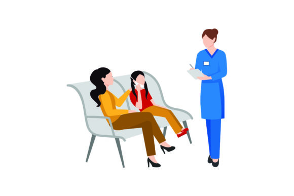 Nurse Checking Patient: Graphics & Illustrations